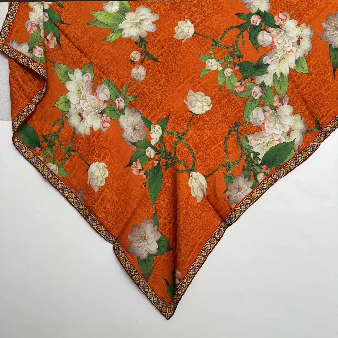 丝纡----梨花   6D双乔桑蚕丝105*105围巾披肩