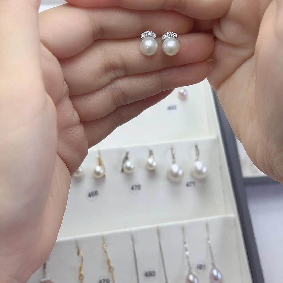 e***o耳饰淡水珍珠银S925镶嵌