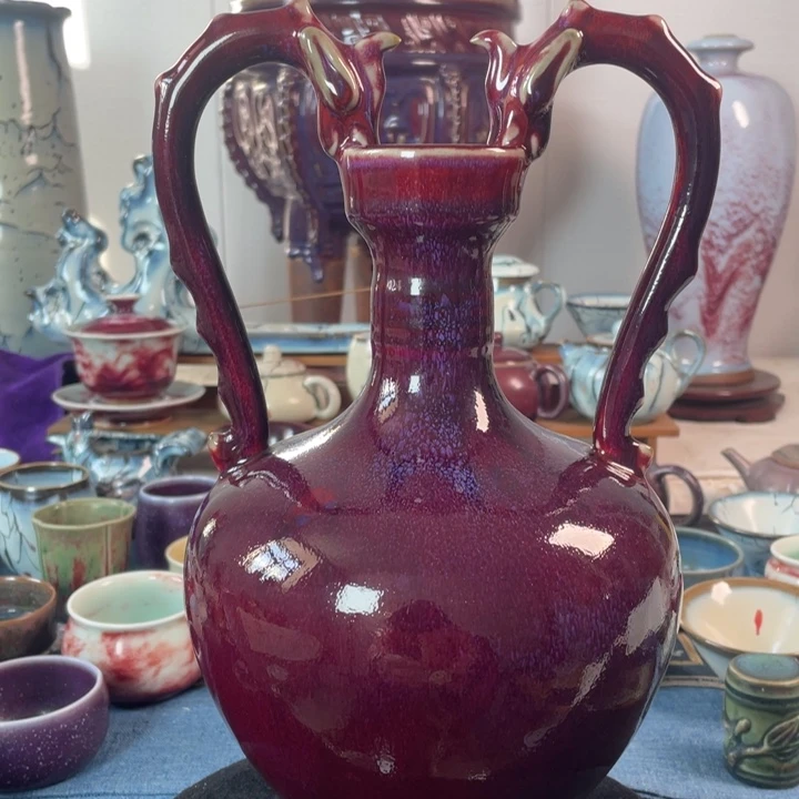 摆件钧瓷煤烧双龙尊