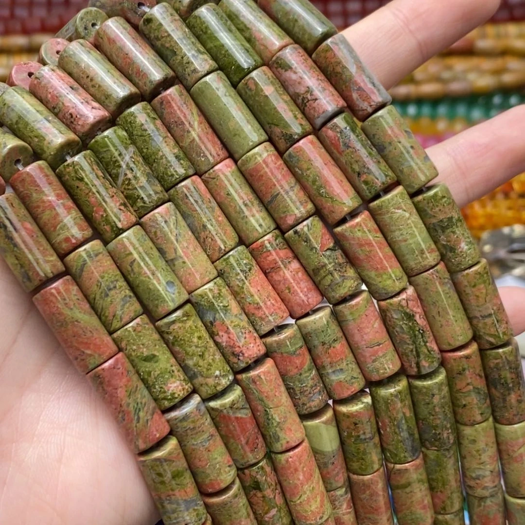 玛瑙/玉髓未镶嵌珠宝半成品花绿宝水管珠8mm