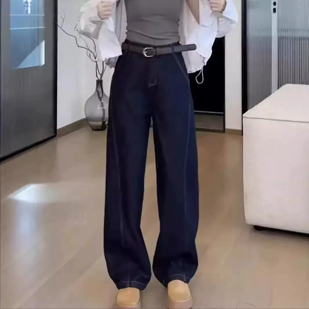 莱赛尔弯刀牛仔裤女2025秋冬季新款小个子高腰显瘦垂感窄版香蕉裤