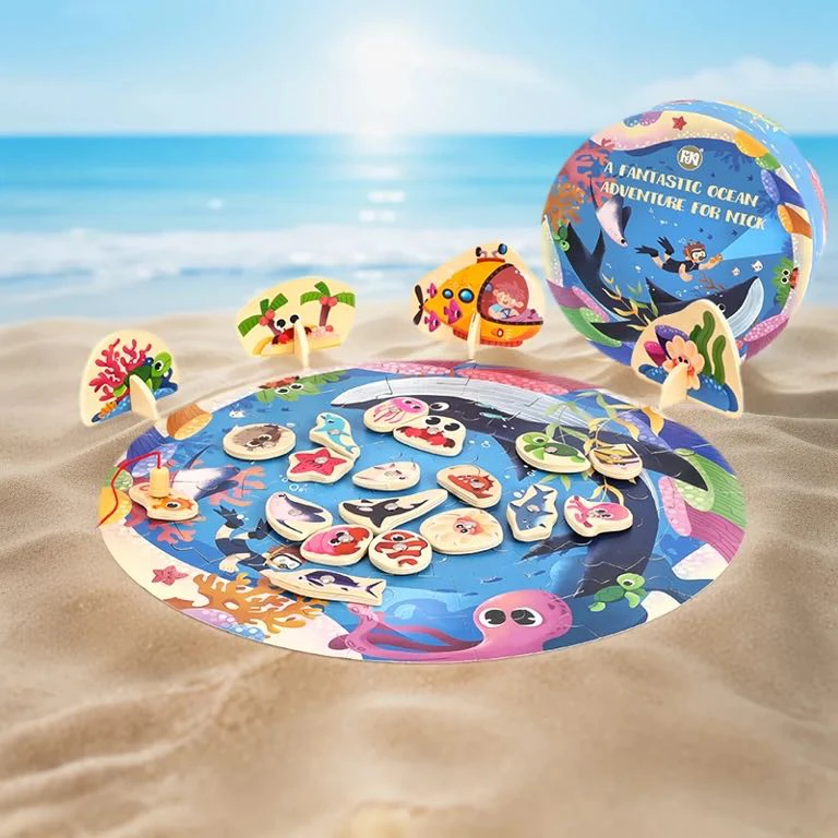 木制拼图海洋生物玩具