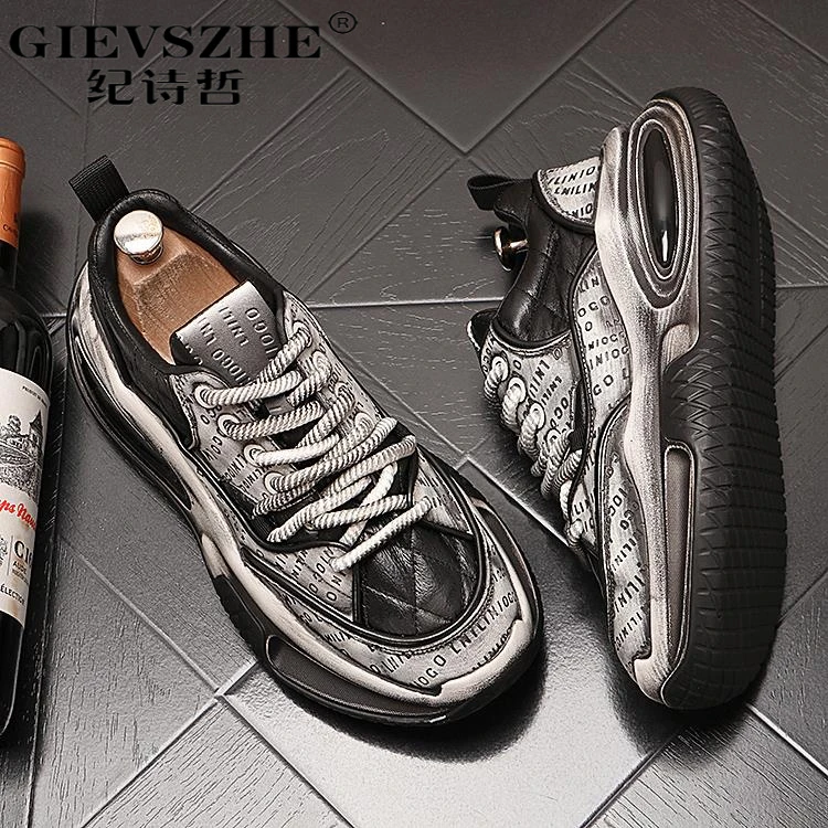 纪诗哲耐磨跑鞋男新款复古休闲老爹鞋增高旅游登山鞋减震轻便潮鞋