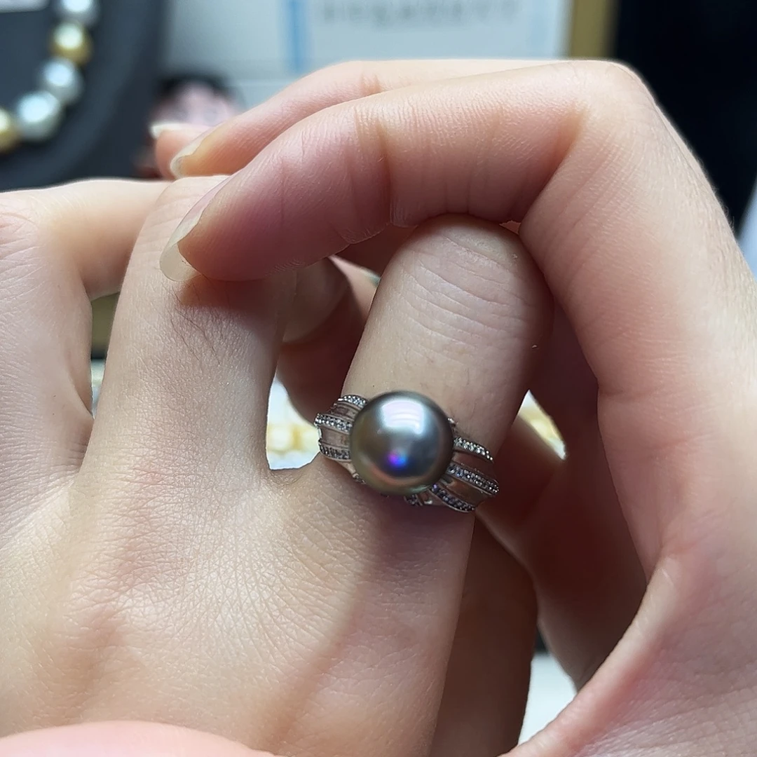 银S925镶嵌戒指海水珍珠