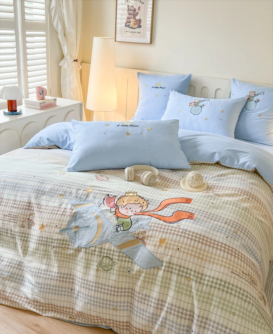 小王子 全棉100%纯棉 可爱卡通风 绣花 三件套四件套