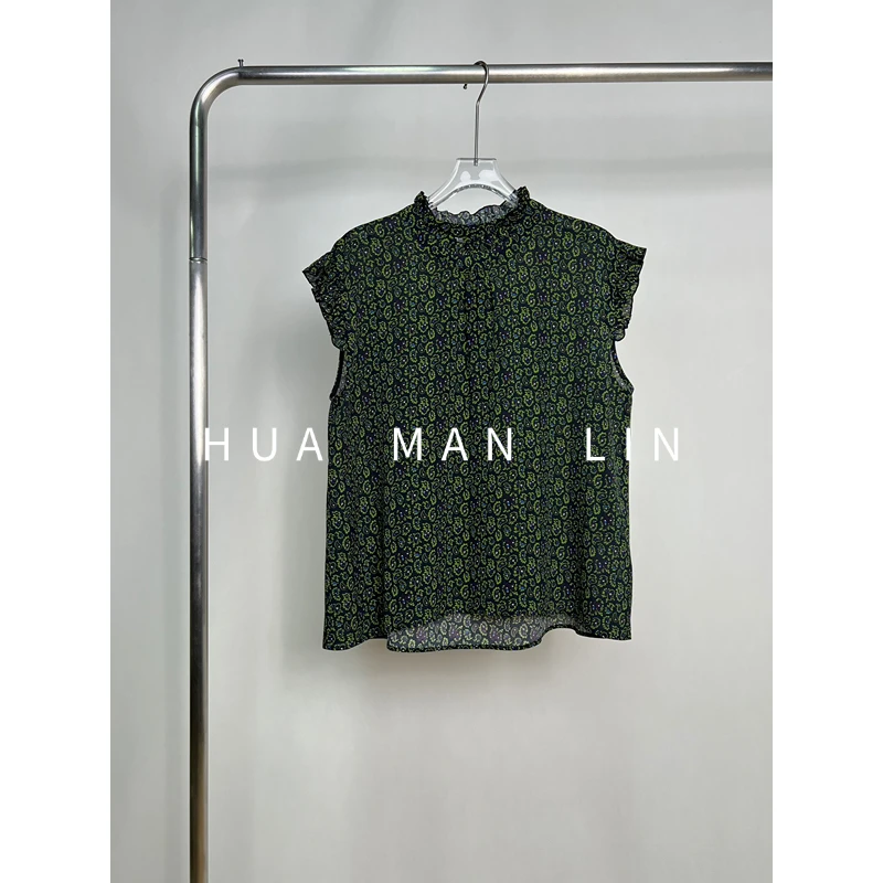 【花满林】花边领腰果花鬼绉真丝桑蚕丝飞袖上衣259593