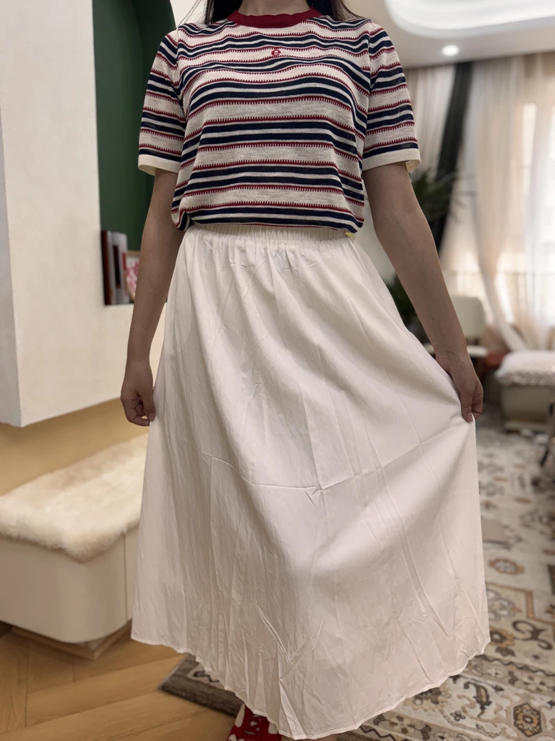 短袖条纹常规极简风圆领排汗T恤针织衫