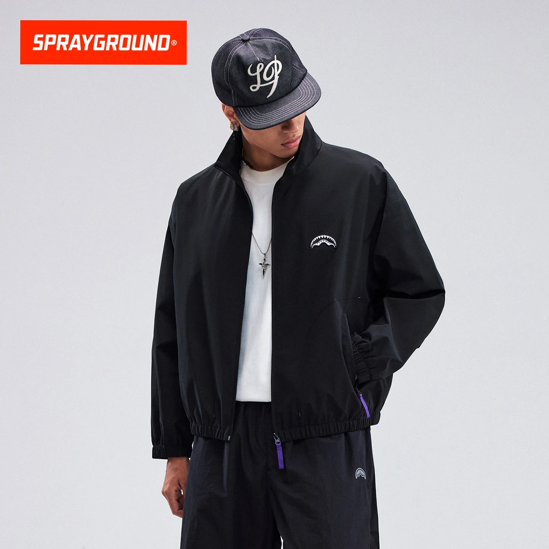 SPRAYGROUND鲨鱼嘴夹克立领潮流宽松百搭秋季美式休闲JM WE131110