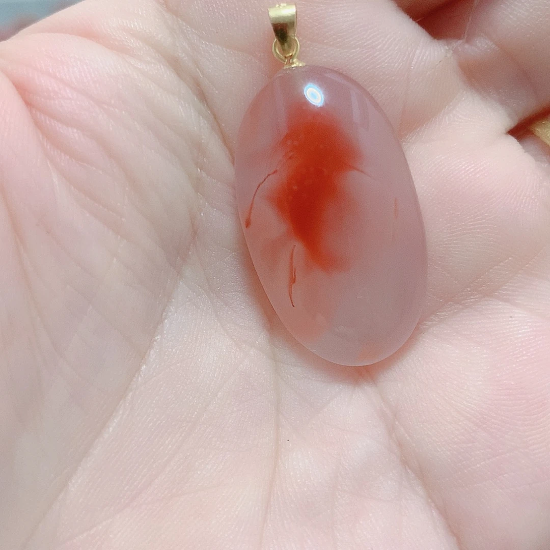 南红玛瑙银S925镶嵌吊坠(不含链)