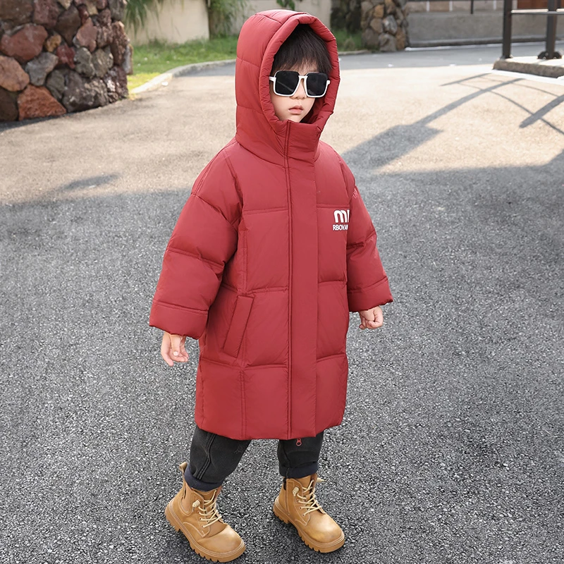男童羽绒服中长款冬季洋气2025新款儿童加厚外套宝宝冬装小童装潮