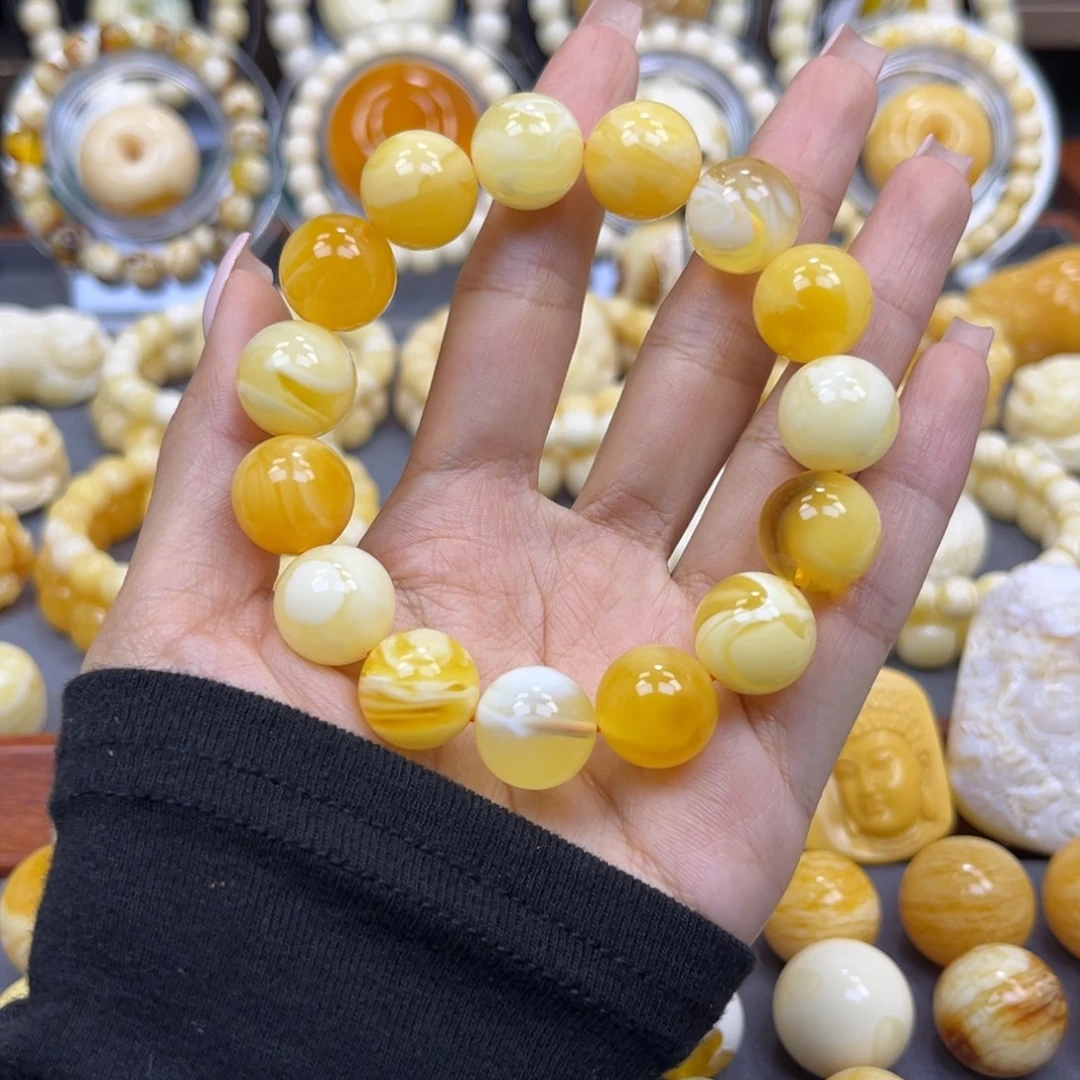琥珀未镶嵌手串14+