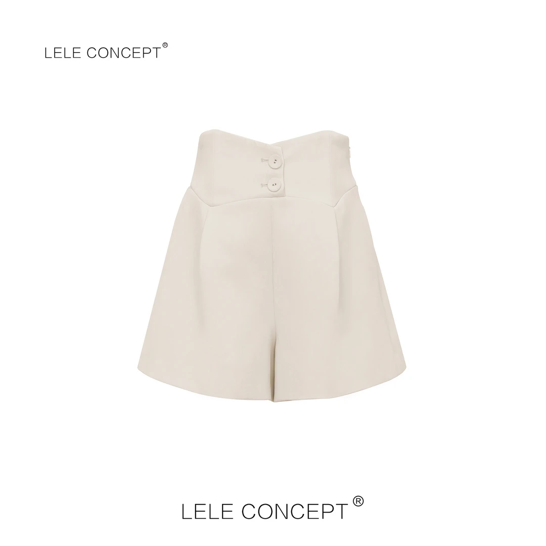 LELE CONCEPT丨「丽」【糖果夏日】高腰两粒扣简约显瘦时尚短裤K0041