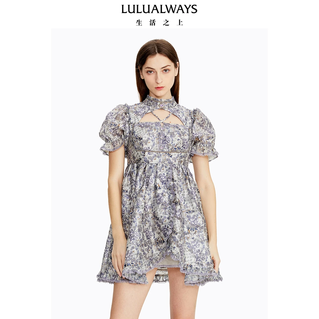【小呆鸟专属】LULUALWAYS夏季镂空短款圆领连衣裙