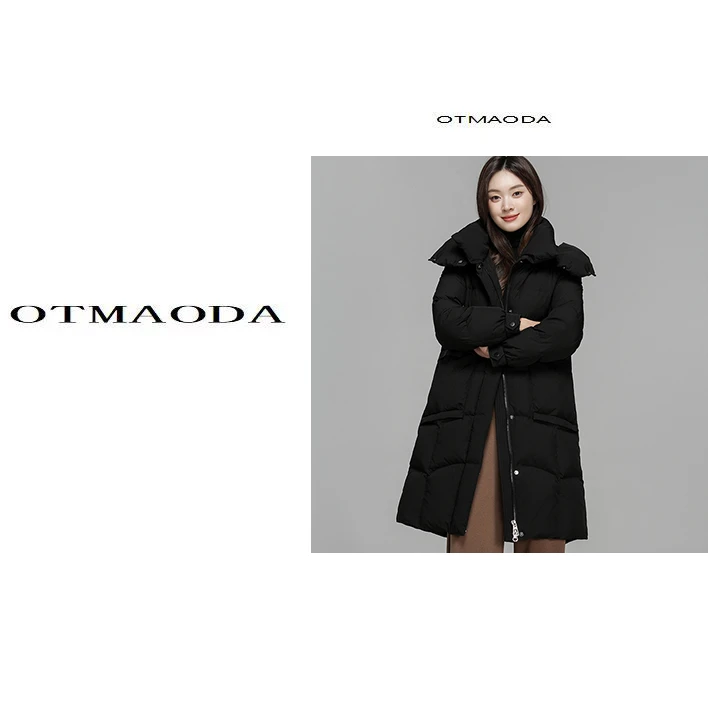 【南瓜专属】女士户外中长款加厚保暖连帽时尚休闲羽绒服外套WY046