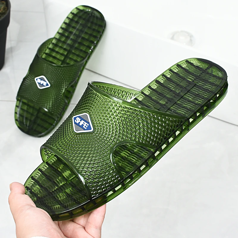 水晶拖鞋男塑料家居耐磨室内居家浴室洗澡防滑不吸水防臭凉拖鞋男