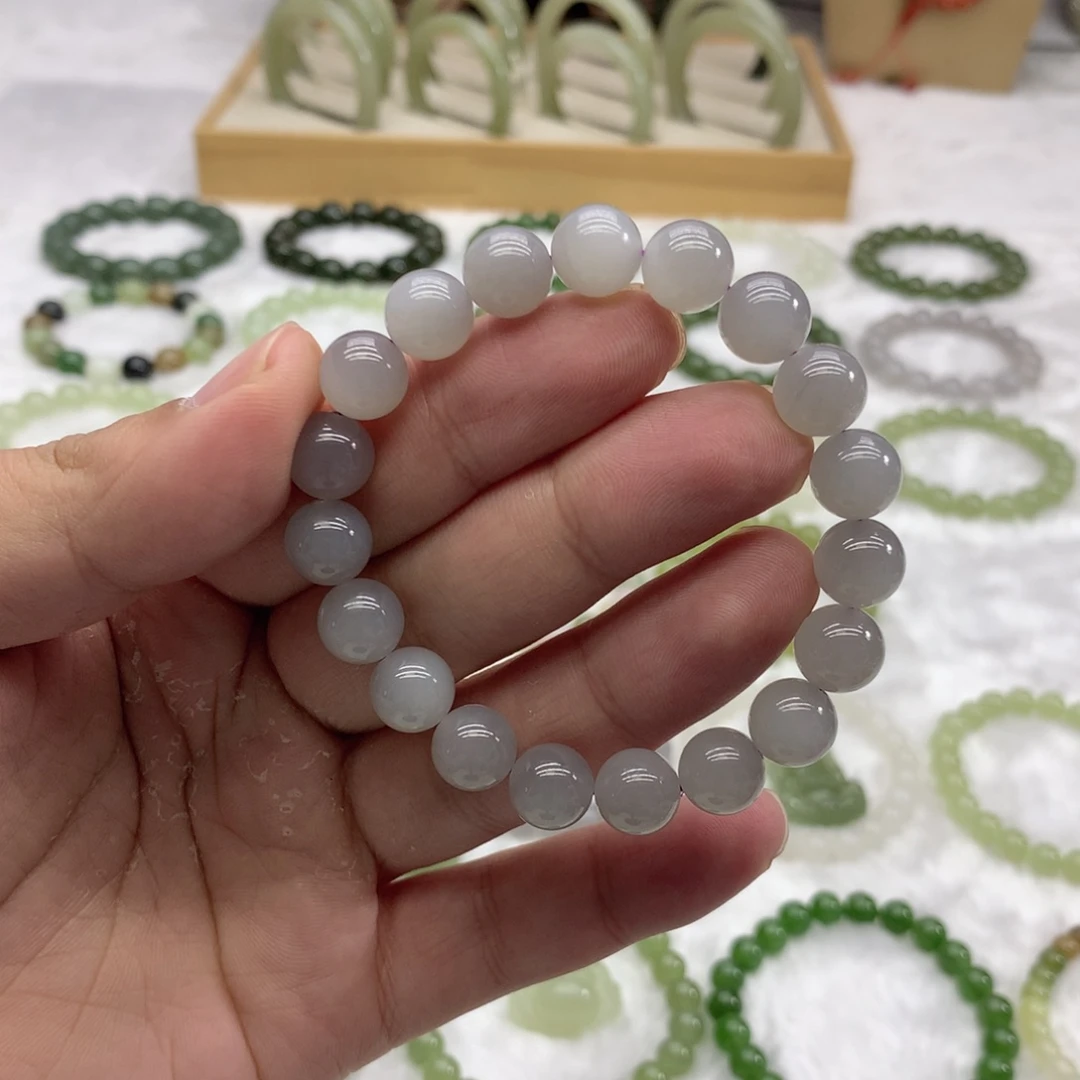 和田玉未镶嵌手串（烟紫10）