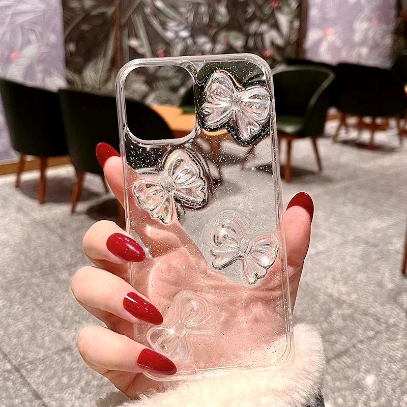 水晶蝴蝶结适用小米14手机壳15软civi5红米K80潮note15套Turbo4/3