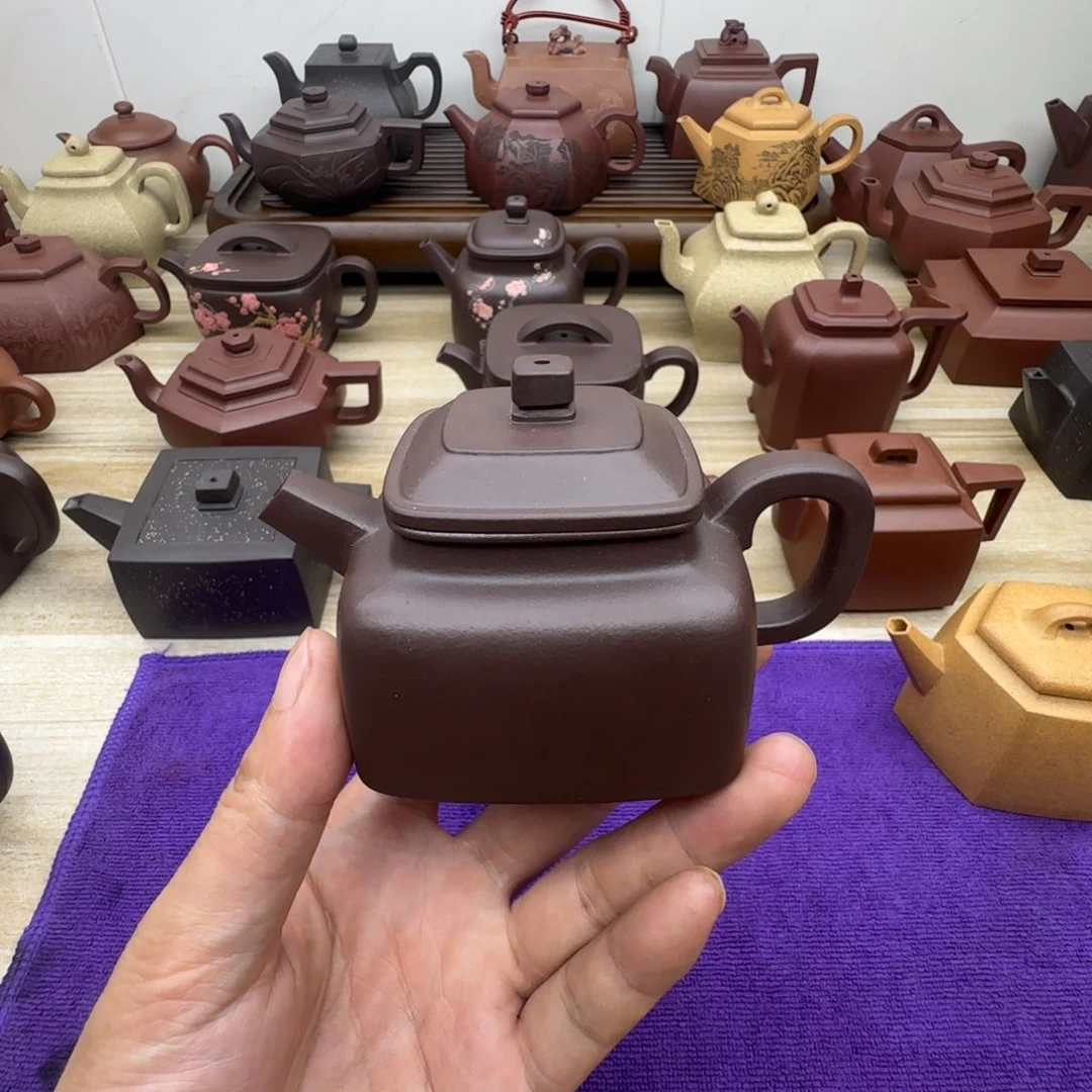 紫泥壶半手工。紫泥。四方德钟150毫升