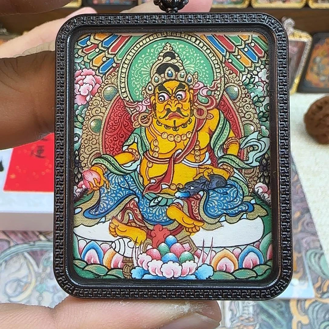 热贡纯手绘小唐卡黄财神