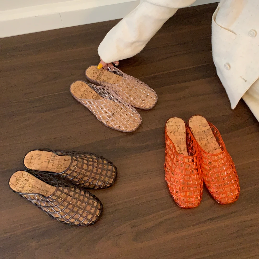 平底包头拖水晶果冻鞋缕空沙滩凉拖凉鞋百搭休闲洞洞鞋女鞋夏外