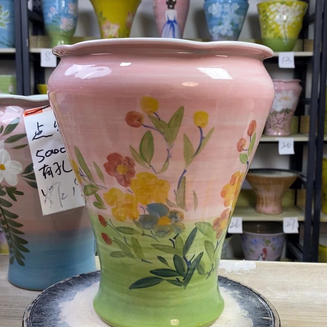 景德镇手工手绘陶瓷花盆