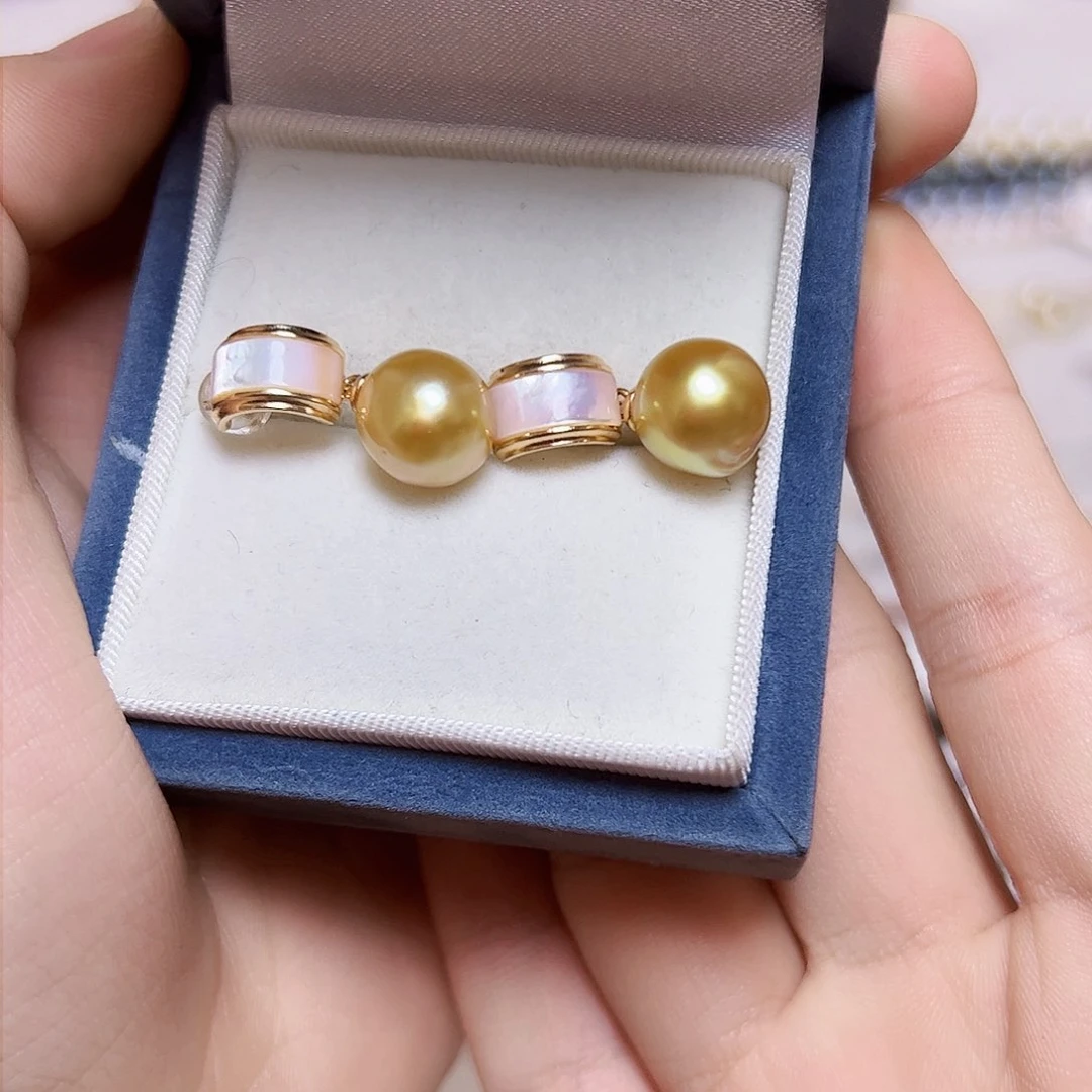 海水珍珠耳饰银S925镶嵌