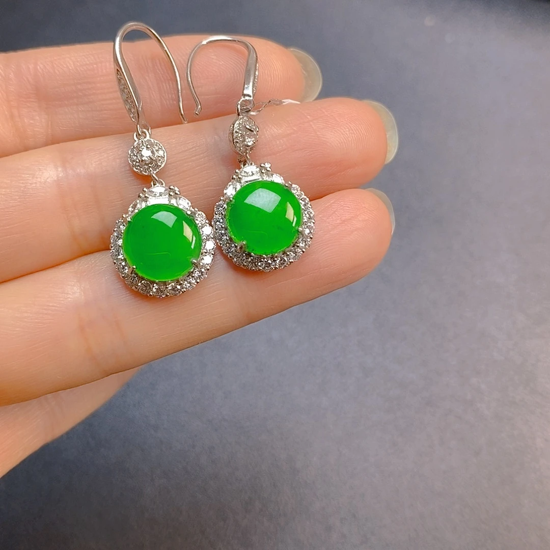 翡翠银S925镶嵌耳饰