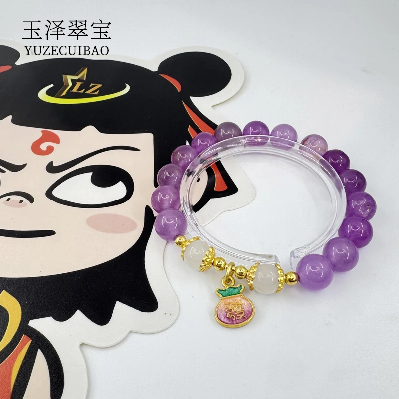 合金手链 【玉泽翠宝】香芋奶昔梦幻粉紫色袋袋有财百搭时尚款手串