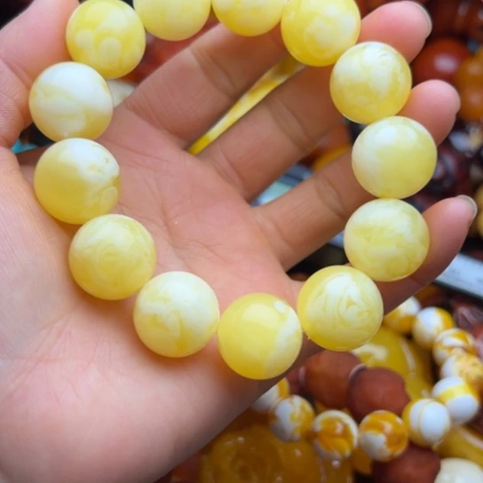 琥珀（花珀）手串未镶嵌蜜蜡