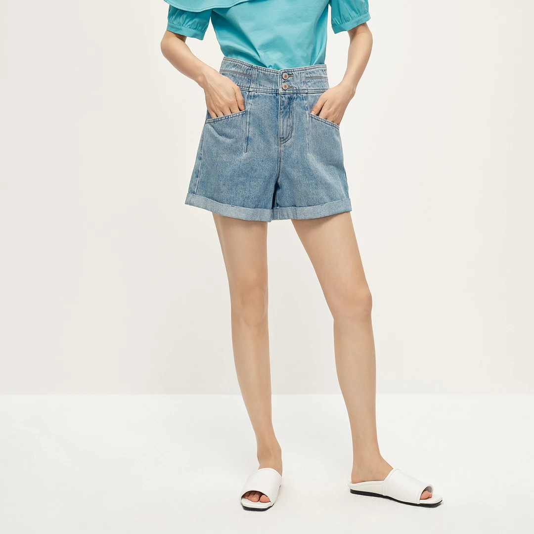 【达人专属】2025夏季新款高腰a型显瘦牛仔短裤