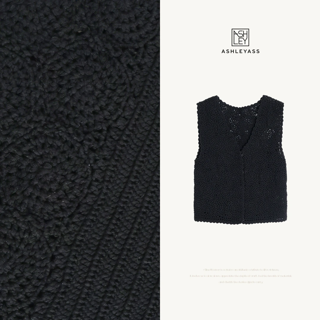 ashleyass“圣特罗佩套装”镂空时尚套装马甲背心上衣LSS250179C