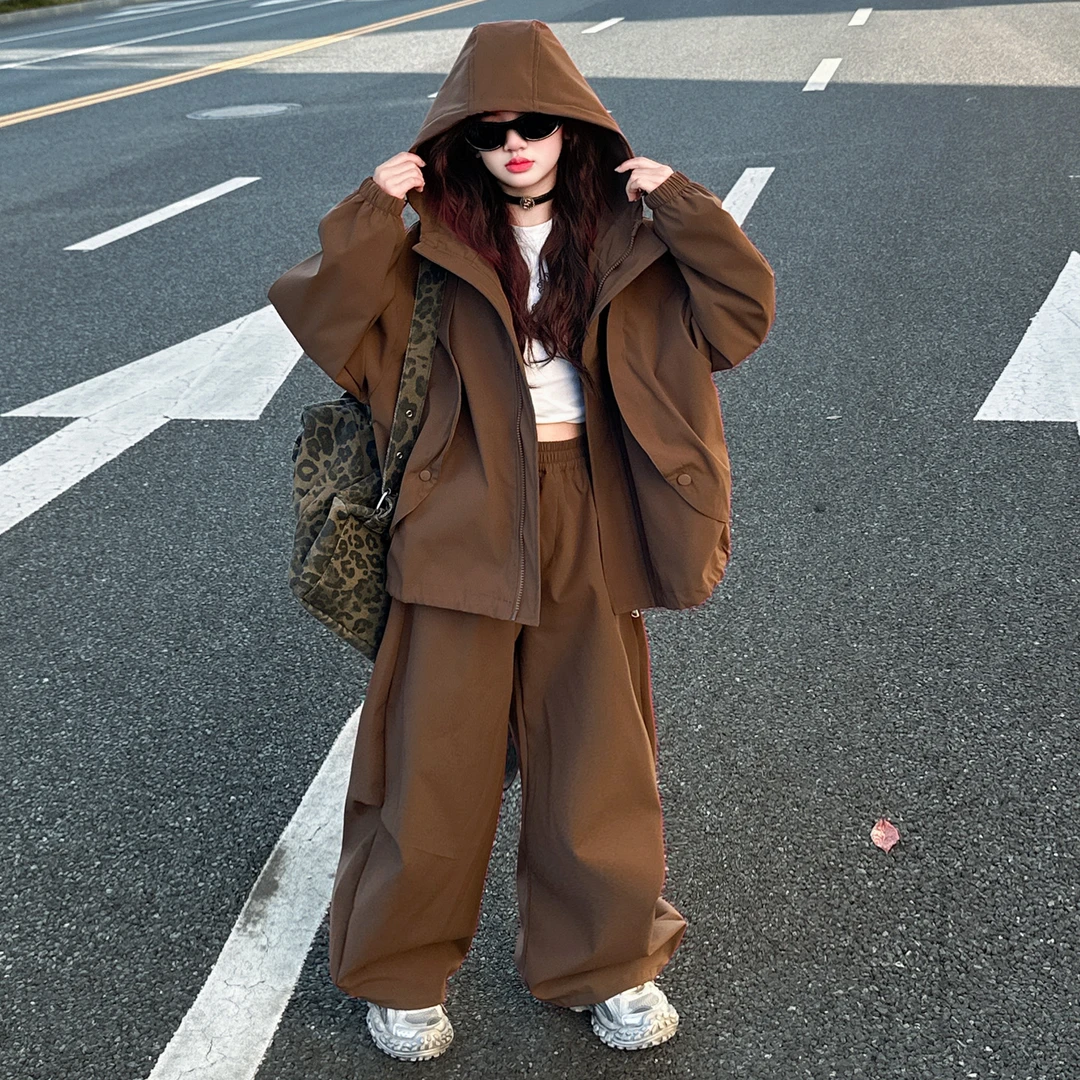 女童冲锋衣套装秋季2025新款儿童女孩早秋洋气穿搭女大童秋装外套