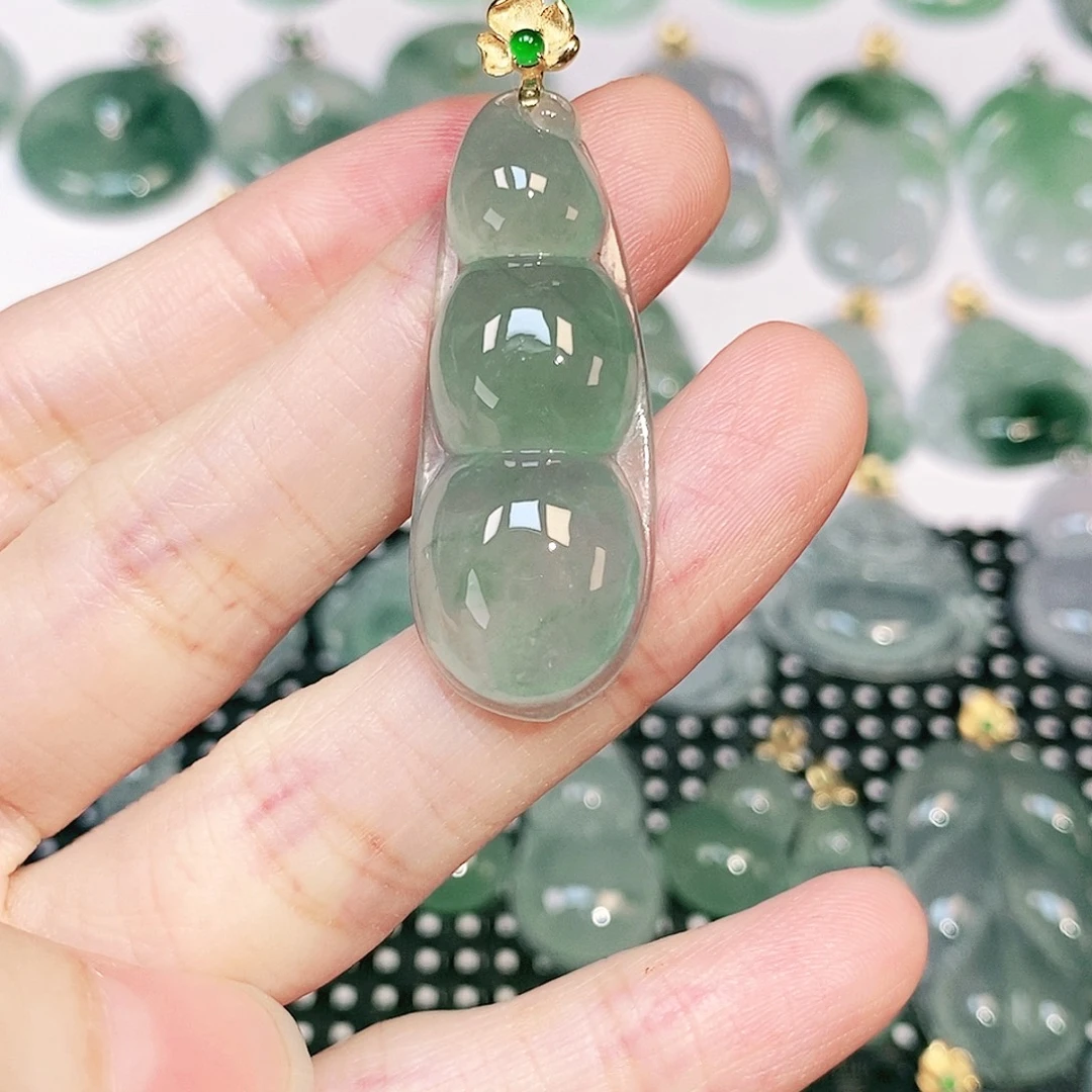 吊坠(不含链)18K金镶嵌翡翠