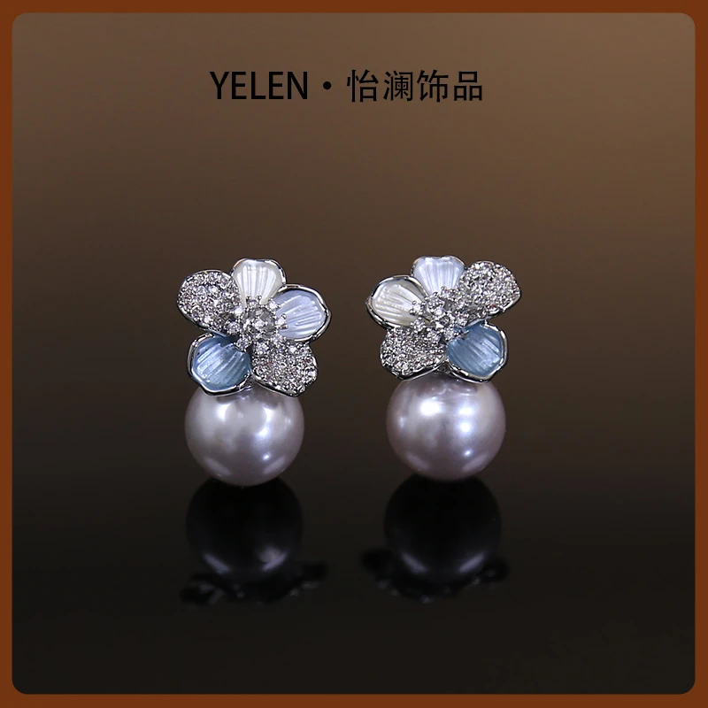 铜合金仿珍珠耳饰 【YILEN 怡澜】原创设计师耳钉~6910