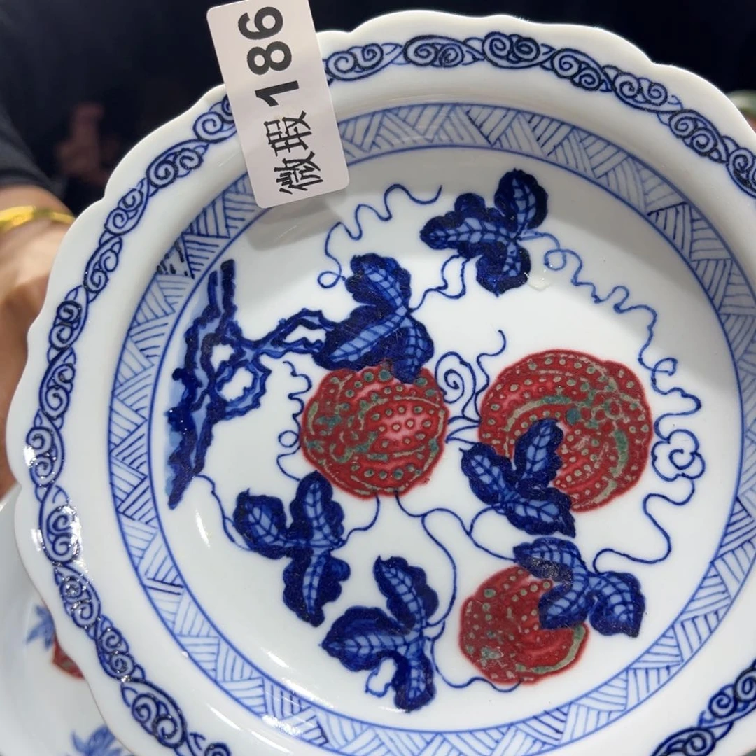 杯青花釉里红釉下