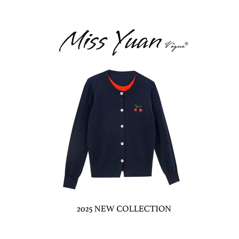 M.Y媛总 【法式慵懒】2025秋季新款长袖毛针织衫假两件MY2217D