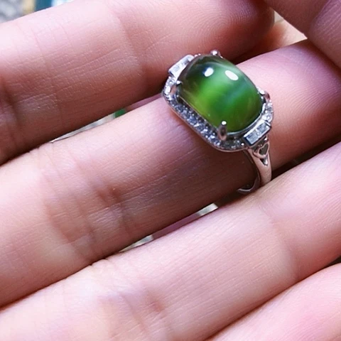 和田玉银S925镶嵌戒指