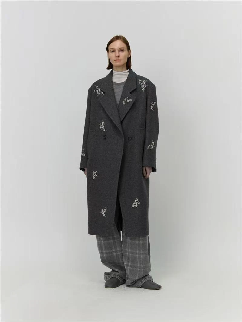 SHANG1BYSHANGYI廓形刺绣外套25AW秋冬新款宽松衣服时尚羊绒