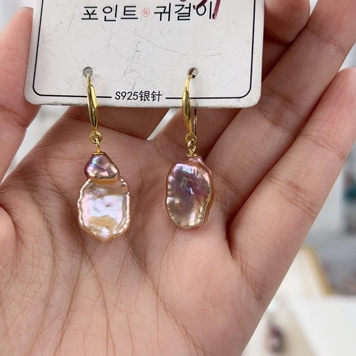 银S925镶嵌淡水珍珠耳饰