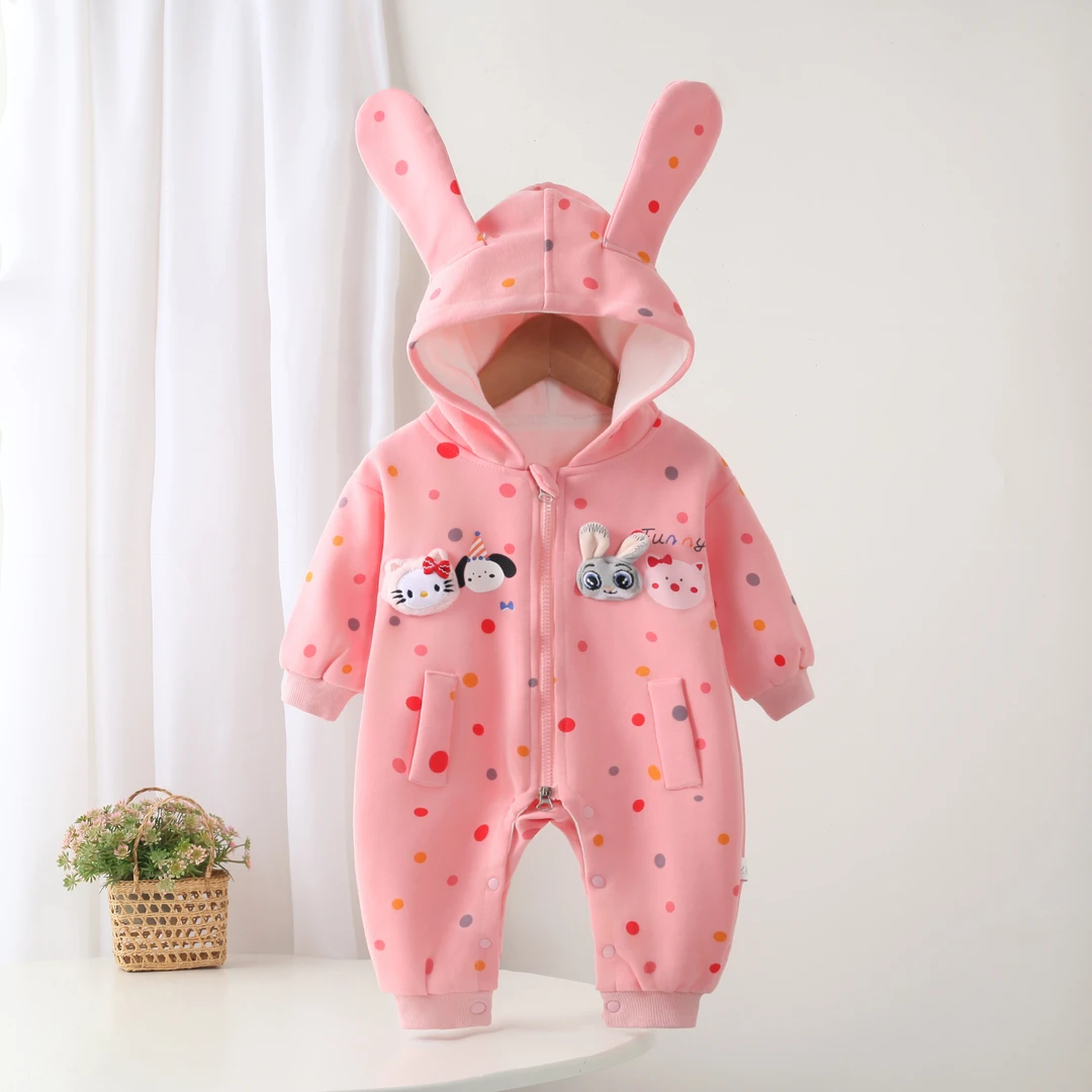 春秋长袖女可爱风极简风爬服哈衣女童欧若假日风