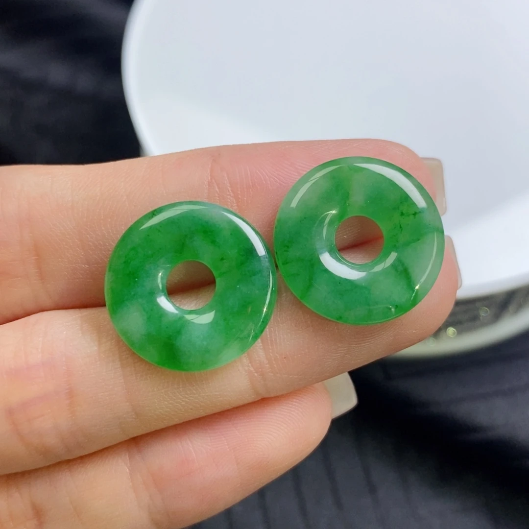 未镶嵌翡翠耳饰飘辣色花甜甜圈