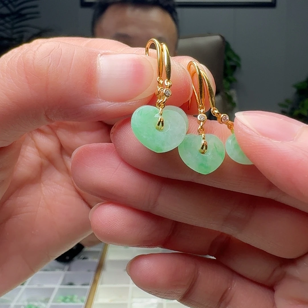 翡翠银S925镶嵌耳饰多样性发货其一