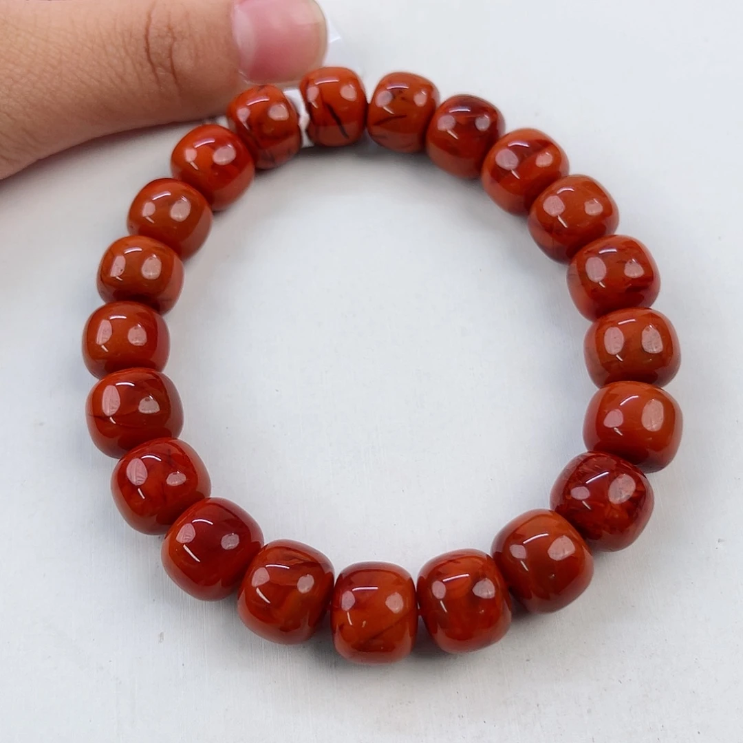 手链未镶嵌南红玛瑙瓦西牛血红收藏级老型单圈11mm