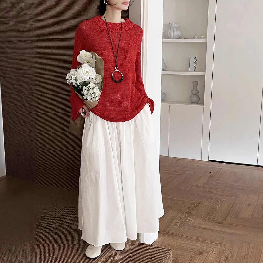 早春上新极简棉侧抽绳伞摆半身裙十三行2025女宽松气质时尚百搭