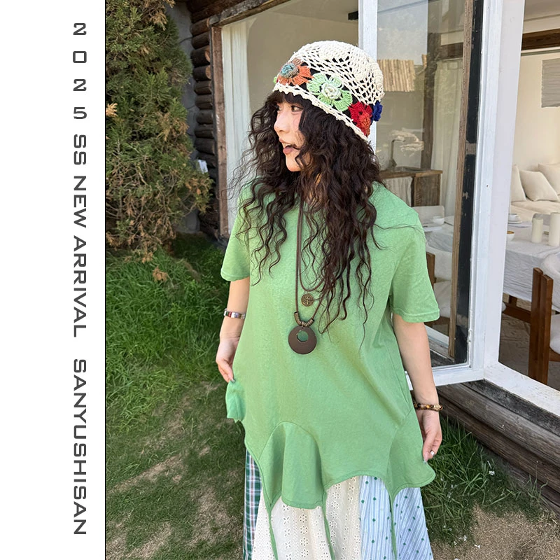 三与十三|人鱼心事|夏季上新日系文艺不规则百搭短袖T恤