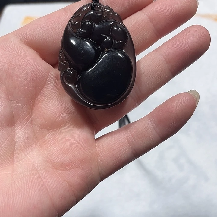 黑曜岩合金颈饰冰曜石葫芦貔貅