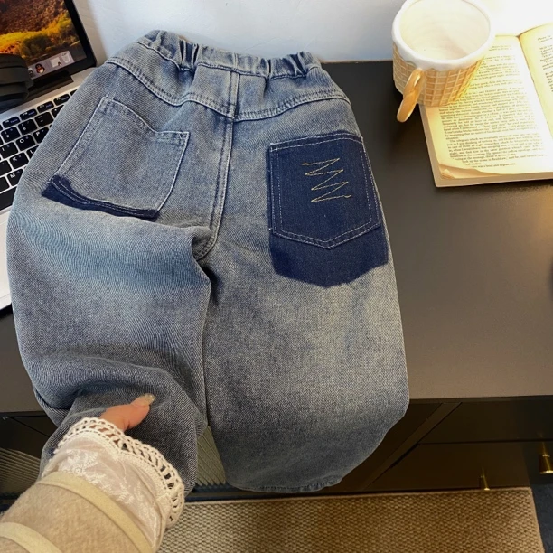 2552百搭洋气流行秋冬男女童加绒牛仔裤