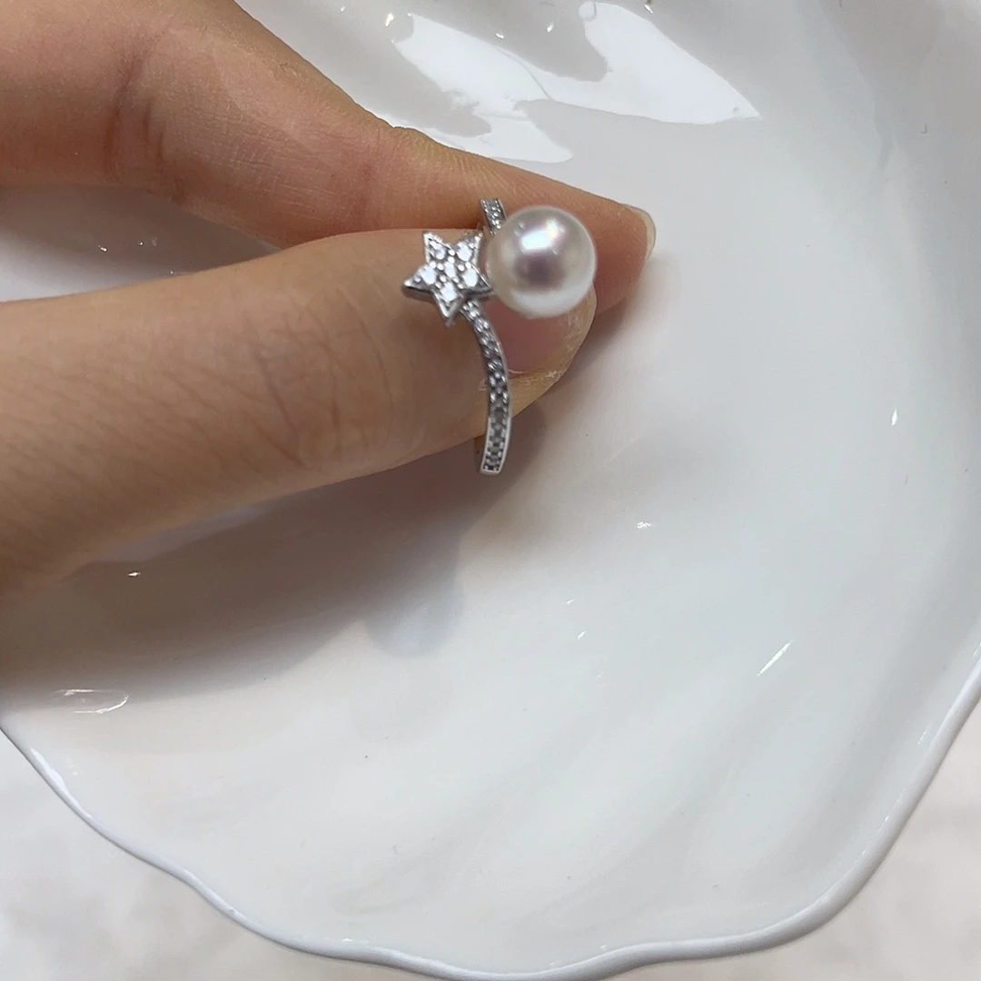 银S925镶嵌戒指海水珍珠