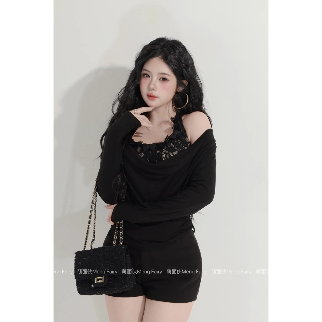 现货萌面侠【心跳捕手】莱赛尔羊毛混纺上衣蕾丝吊带676367415648