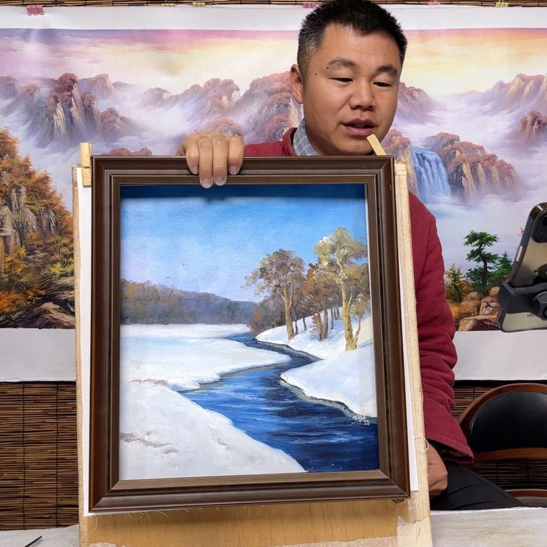 油画行路人小院绘画作品竞拍